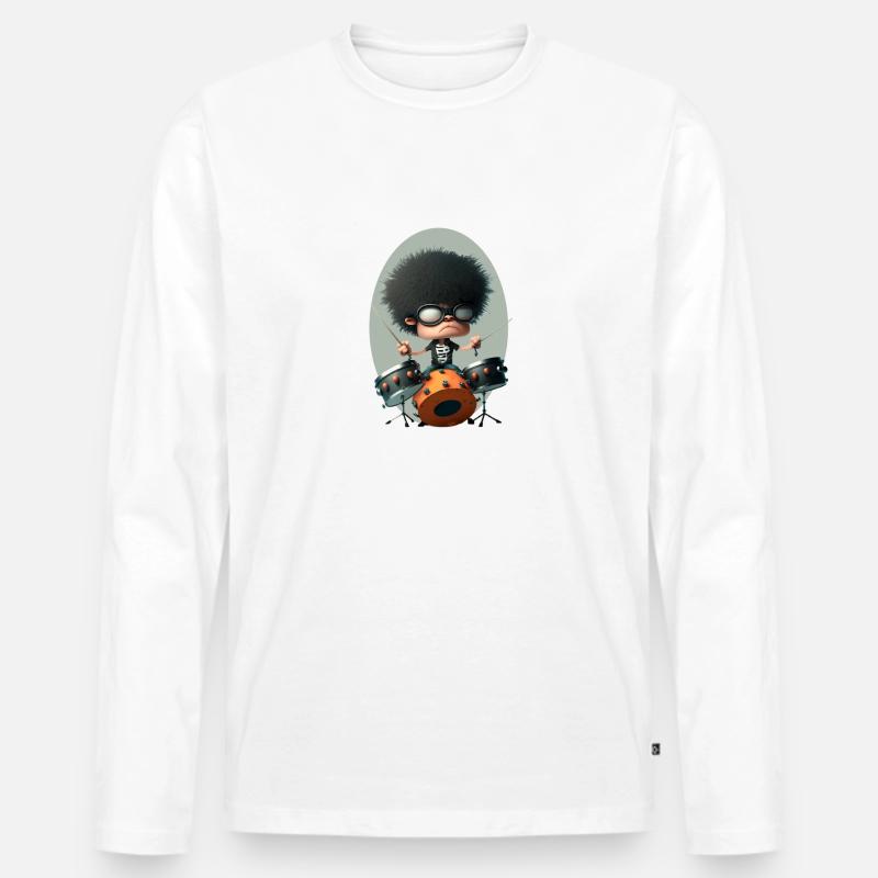 Drummer Boy - Männer Premium Bio Langarmshirt - Weiß