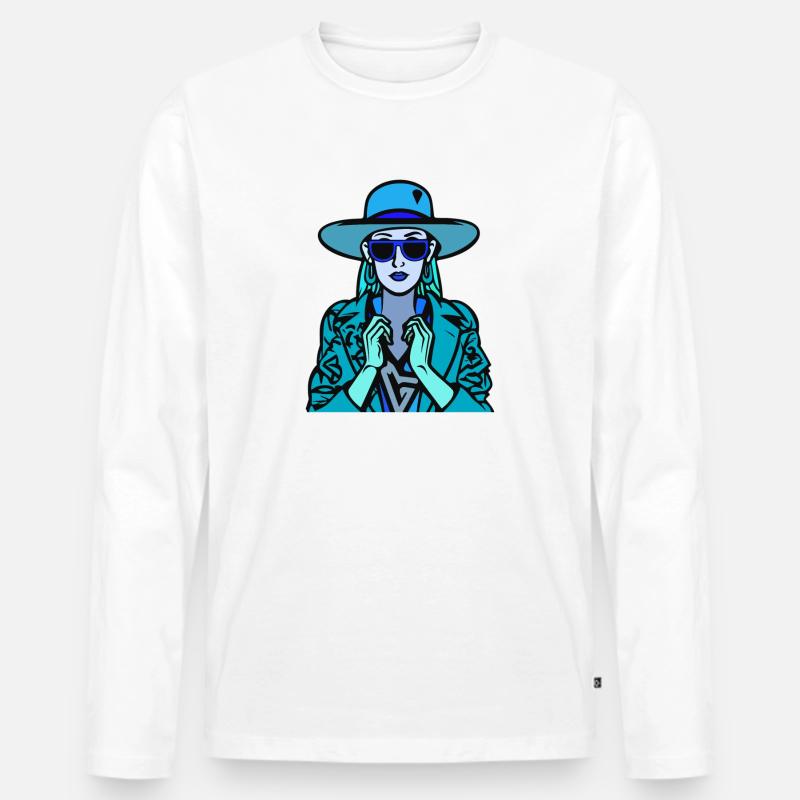 Frau blau - Männer Premium Bio Langarmshirt - Weiß