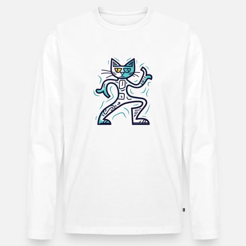 Katze - Männer Premium Bio Langarmshirt - Weiß
