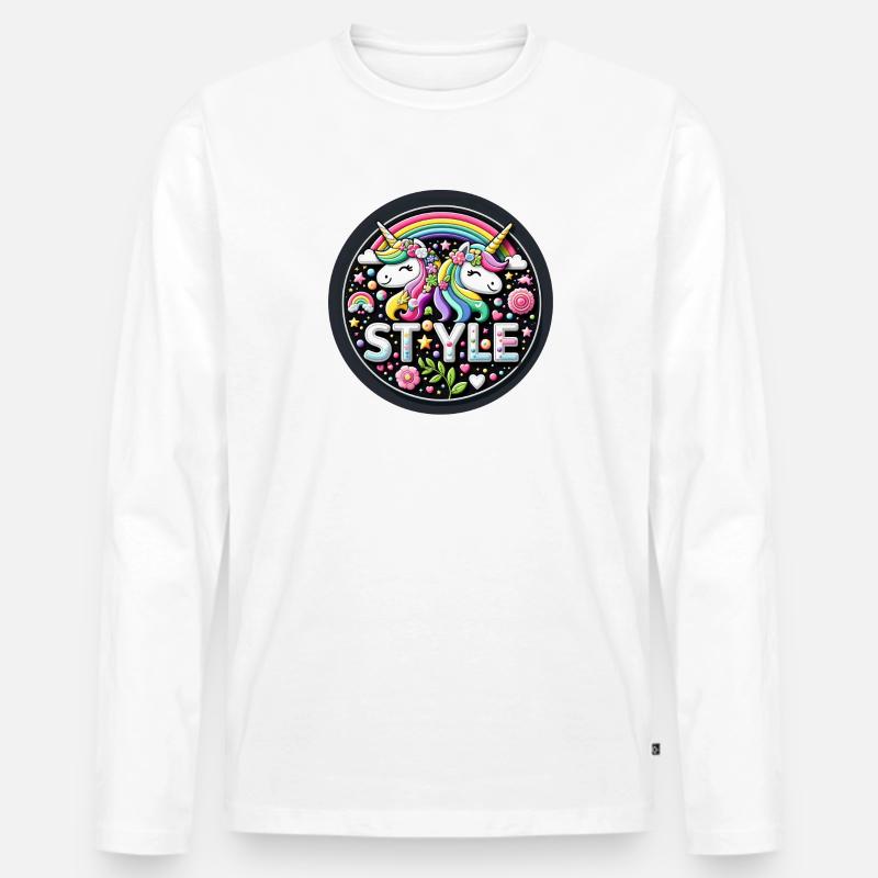 Einhorn1 - Männer Premium Bio Langarmshirt - Weiß