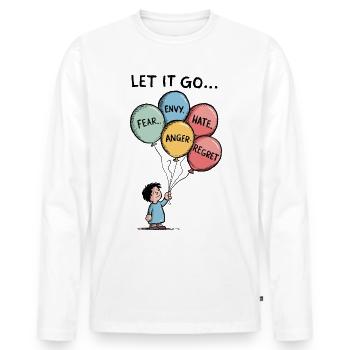 Inspirierendes Let It Go Design Kunst für Männer - Männer Premium Bio Langarmshirt - Weiß - Vorne - Nico (187cm)