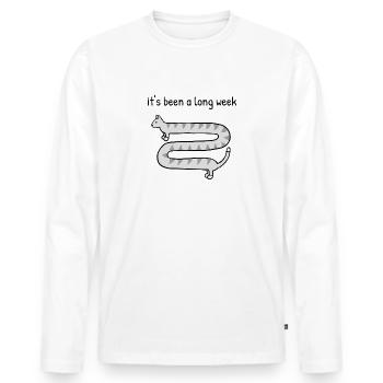 Es war eine lange Woche - Männer Premium Bio Langarmshirt - Weiß - Vorne - Nico (187cm)