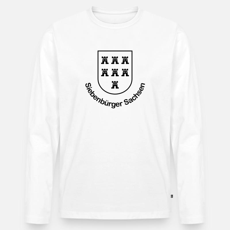 Wappen "Siebenbürger Sachsen" einfarbig - Männer Premium Bio Langarmshirt - Weiß