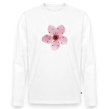 cherry blossom - Men's Premium Organic Long Sleeve Shirt - white - Front - Nico (187cm)