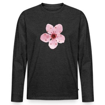 cherry blossom - Männer Premium Bio Langarmshirt - Anthrazit meliert - Vorne - Nico (187cm)