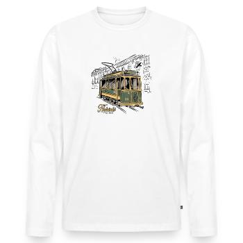 Helsinki Old Tram, Textiles, products - Men's Premium Organic Long Sleeve Shirt - white - Front - Nico (187cm)