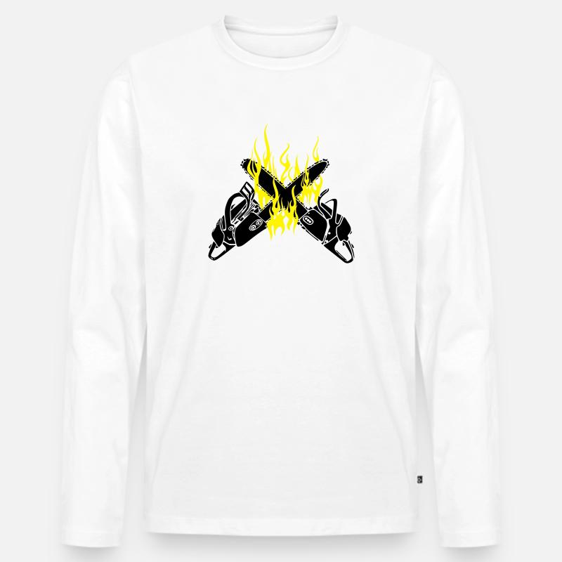 Kettensäge - Männer Premium Bio Langarmshirt - Weiß