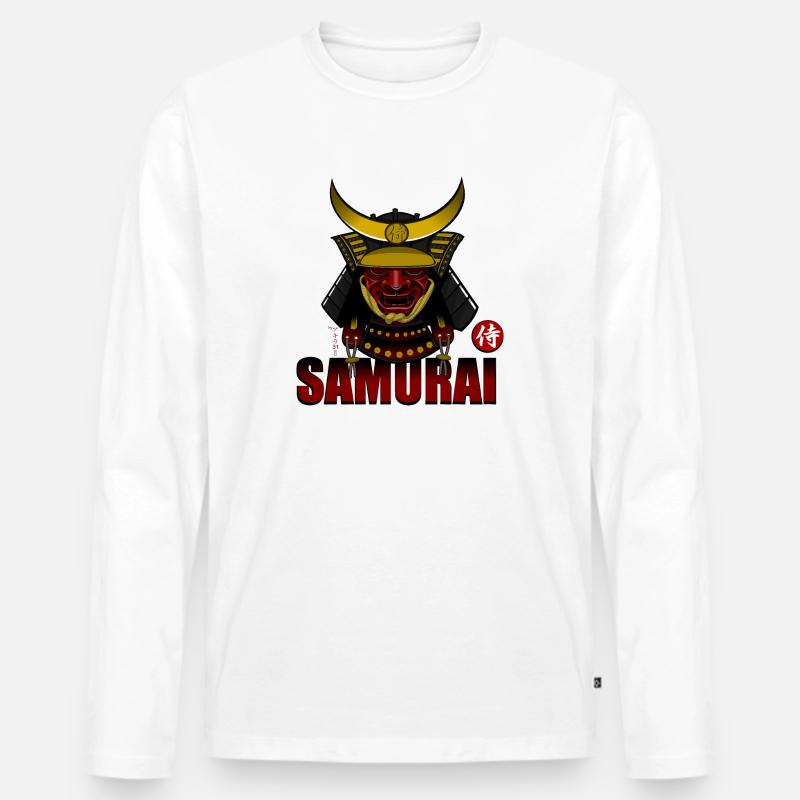 Samurai - Männer Premium Bio Langarmshirt - Weiß