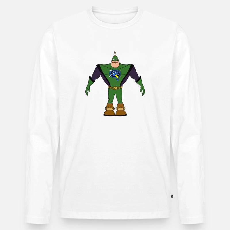 Captain Qwark - Männer Premium Bio Langarmshirt - Weiß