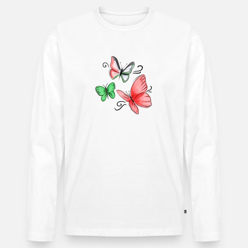 Palästina-Schmetterling - Männer Premium Bio Langarmshirt - Weiß