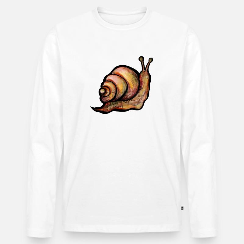 Schnecke - Männer Premium Bio Langarmshirt - Weiß