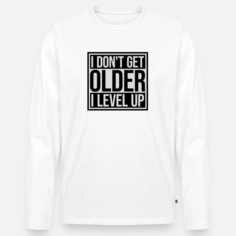 get older level up - Männer Premium Bio Langarmshirt - Weiß