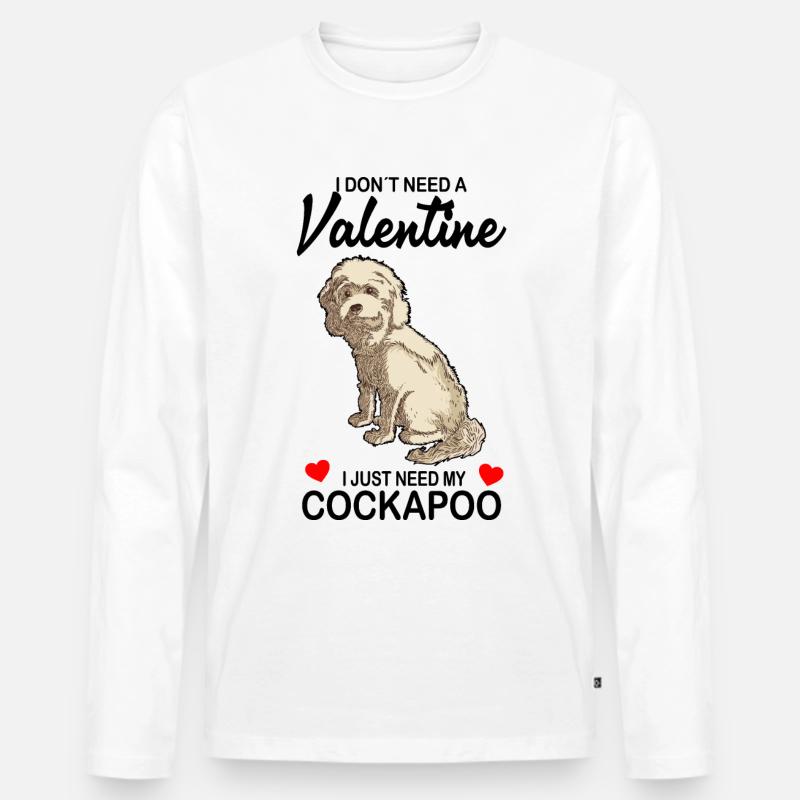 Cockapoo - Maglia a manica lunga ecologica premium da uomo - bianco