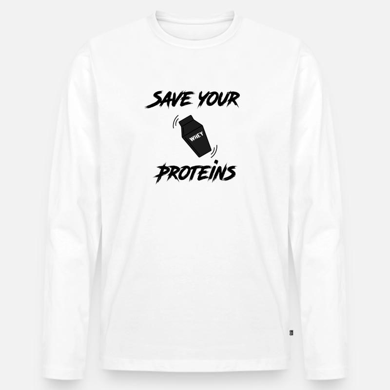 Save your proteins - Männer Premium Bio Langarmshirt - Weiß