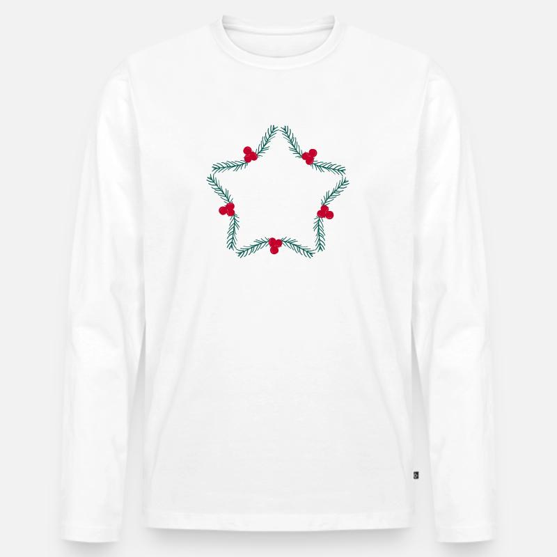 Weihnachtskranz in Sternform - Männer Premium Bio Langarmshirt - Weiß