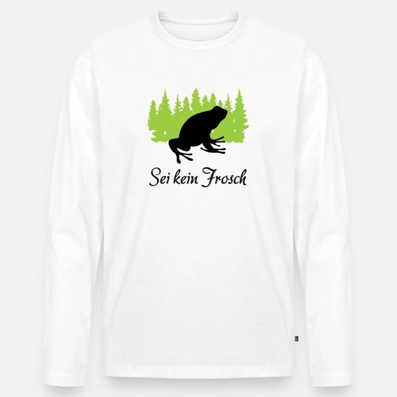 "Frecher Quaker: Sei kein Frosch" - Männer Premium Bio Langarmshirt - Weiß