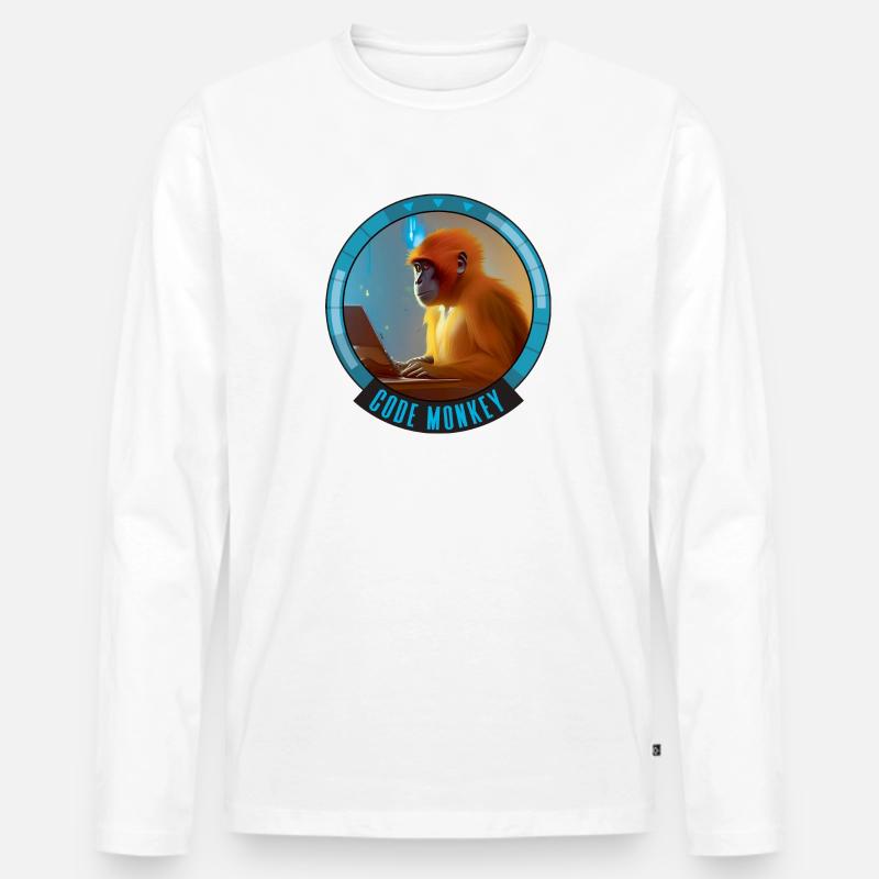 Code Monkey - IT - Programmer - Men's Premium Organic Long Sleeve Shirt - white