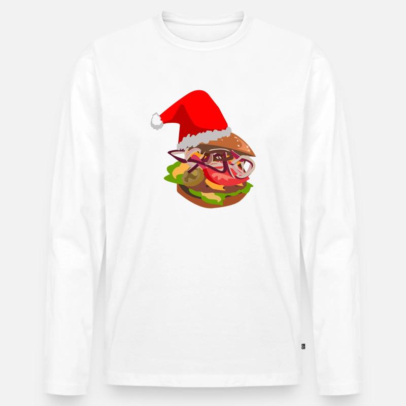 Weihnachts Burger - Männer Premium Bio Langarmshirt - Weiß