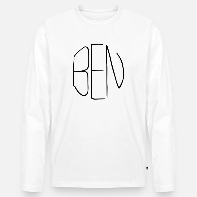 Ben Geschenk - Männer Premium Bio Langarmshirt - Weiß