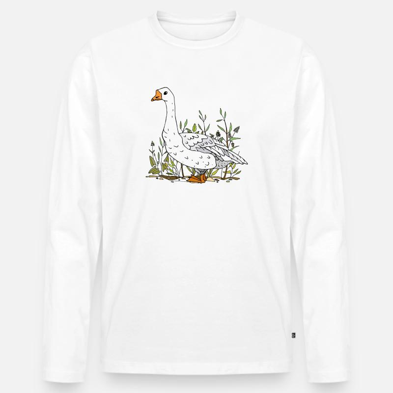 Gans - Männer Premium Bio Langarmshirt - Weiß