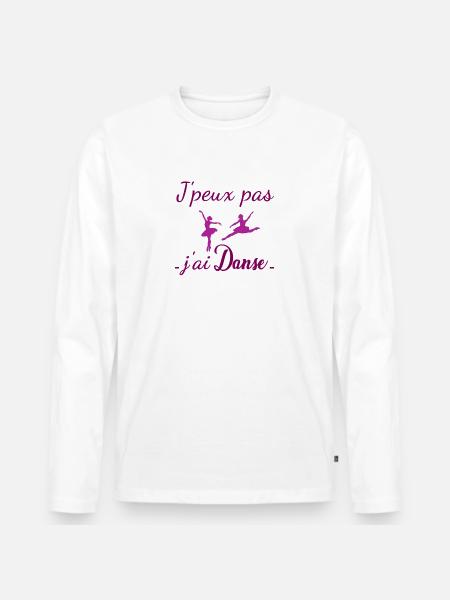 Cliquez ici ! j peux pas j ai Danse fille - T-shirt manches longues Premium bio Homme - blanc