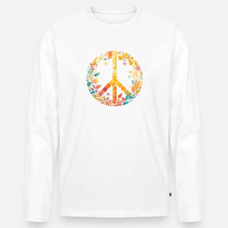 Frieden - Männer Premium Bio Langarmshirt - Weiß