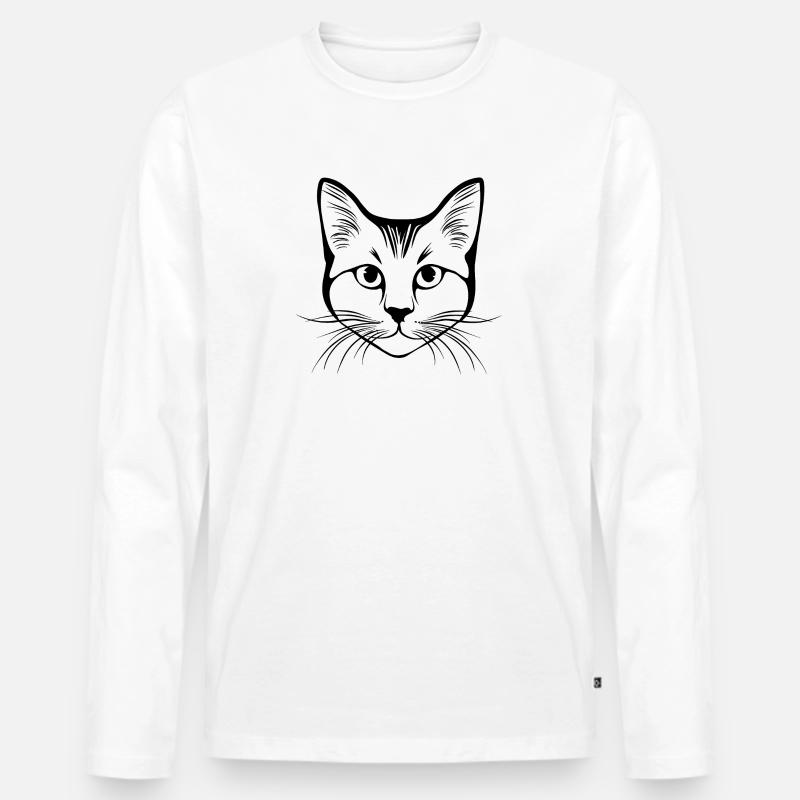 Katze, Katzenmotiv, Katzengesicht - Männer Premium Bio Langarmshirt - Weiß