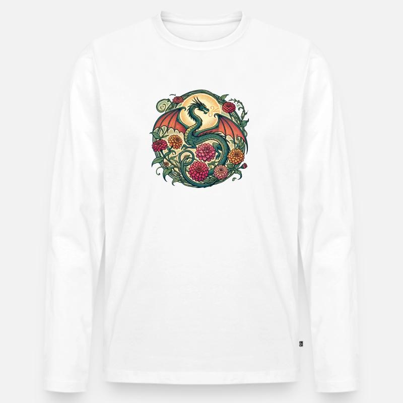 Drache - Männer Premium Bio Langarmshirt - Weiß