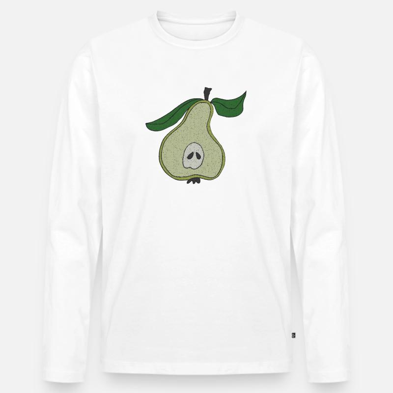 birnenhaelfte stoffgewebe - Männer Premium Bio Langarmshirt - Weiß