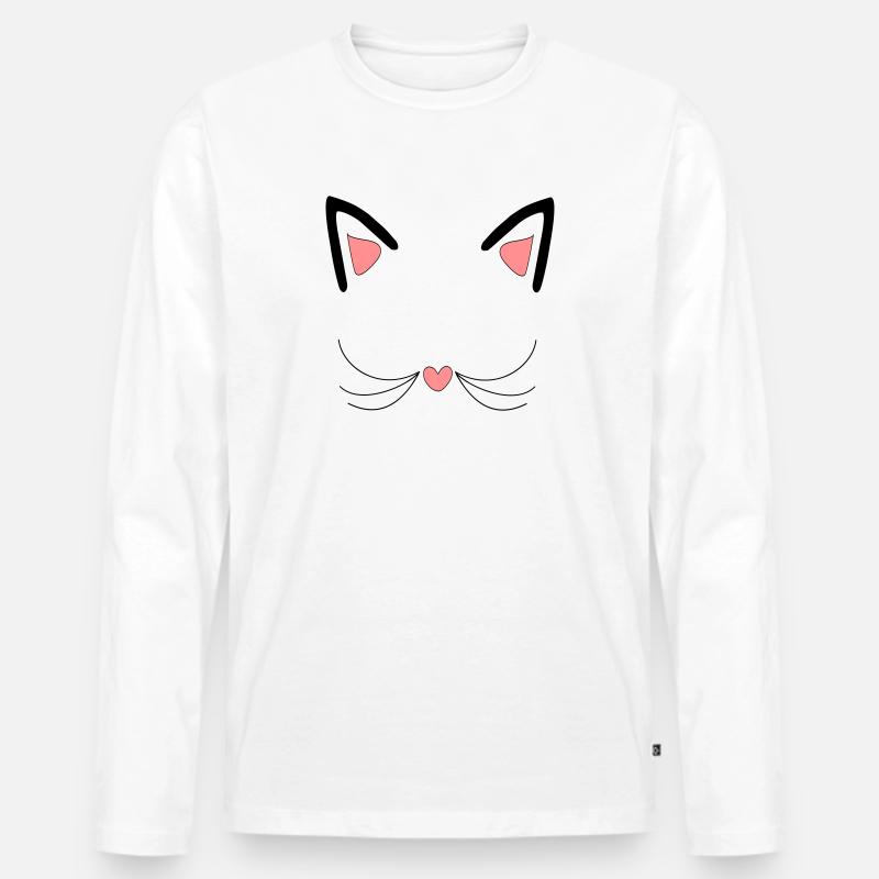 Katze, Katzenohren - Männer Premium Bio Langarmshirt - Weiß