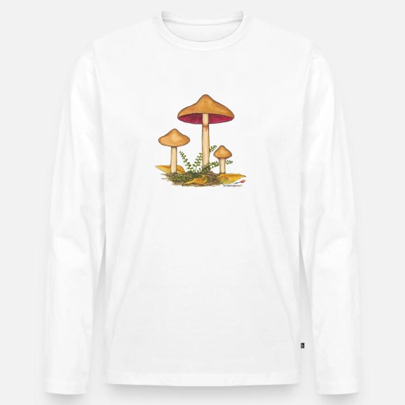 Blutblättriger Hautkopf - Männer Premium Bio Langarmshirt - Weiß