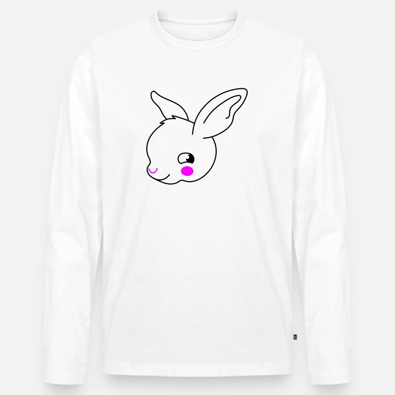 Zweifarbige Hasengesichtsohren - Männer Premium Bio Langarmshirt - Weiß