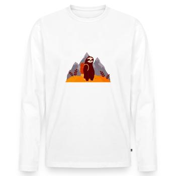 Bin Nur Wegen Dem Kaiserschmarrn Hier - Faultier - Männer Premium Bio Langarmshirt - Weiß - Vorne - Nico (187cm)