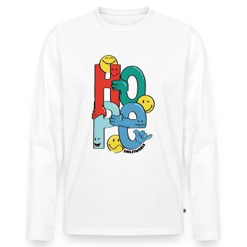 SmileyWorld Hoffnung Mit Verschiedenen Smileys - Männer Premium Bio Langarmshirt - Weiß - Vorne - Nico (187cm)