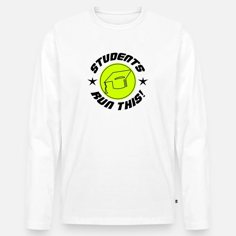 Students run this - Männer Premium Bio Langarmshirt - Weiß