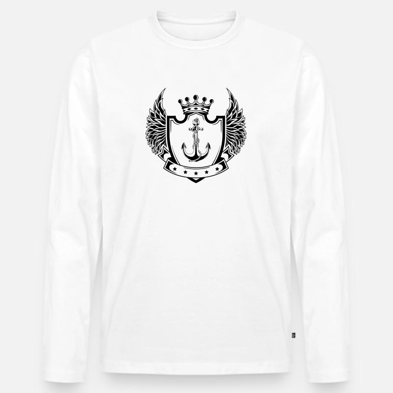 Anker Wappen - Männer Premium Bio Langarmshirt - Weiß