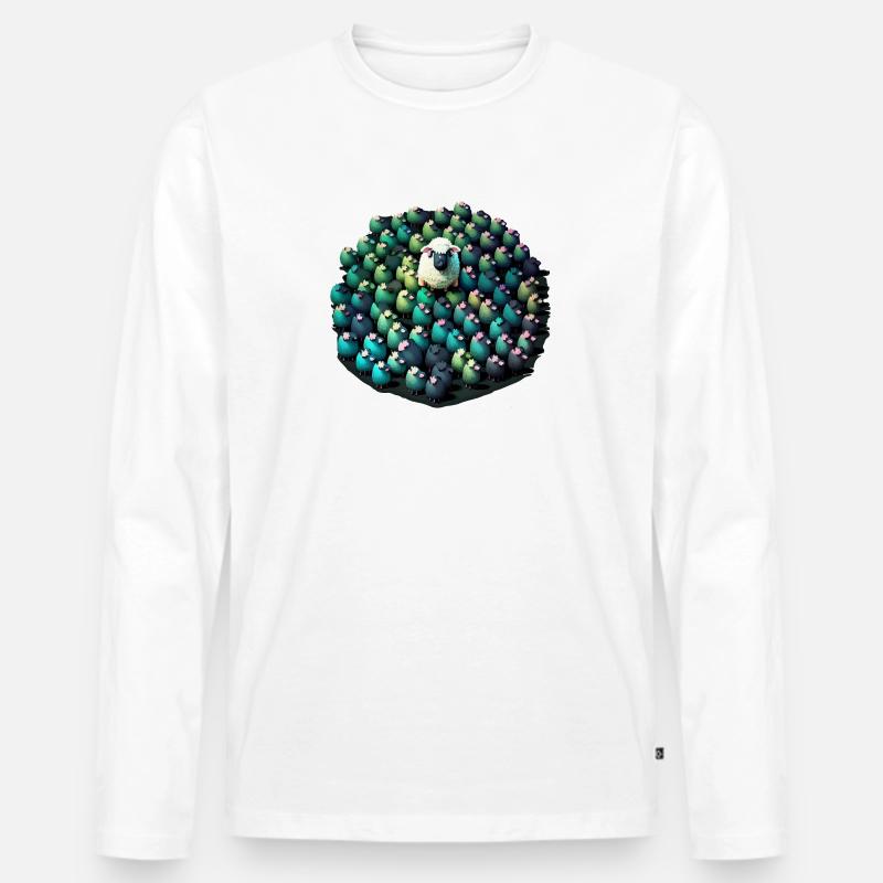 Die Schafherde - Männer Premium Bio Langarmshirt - Weiß
