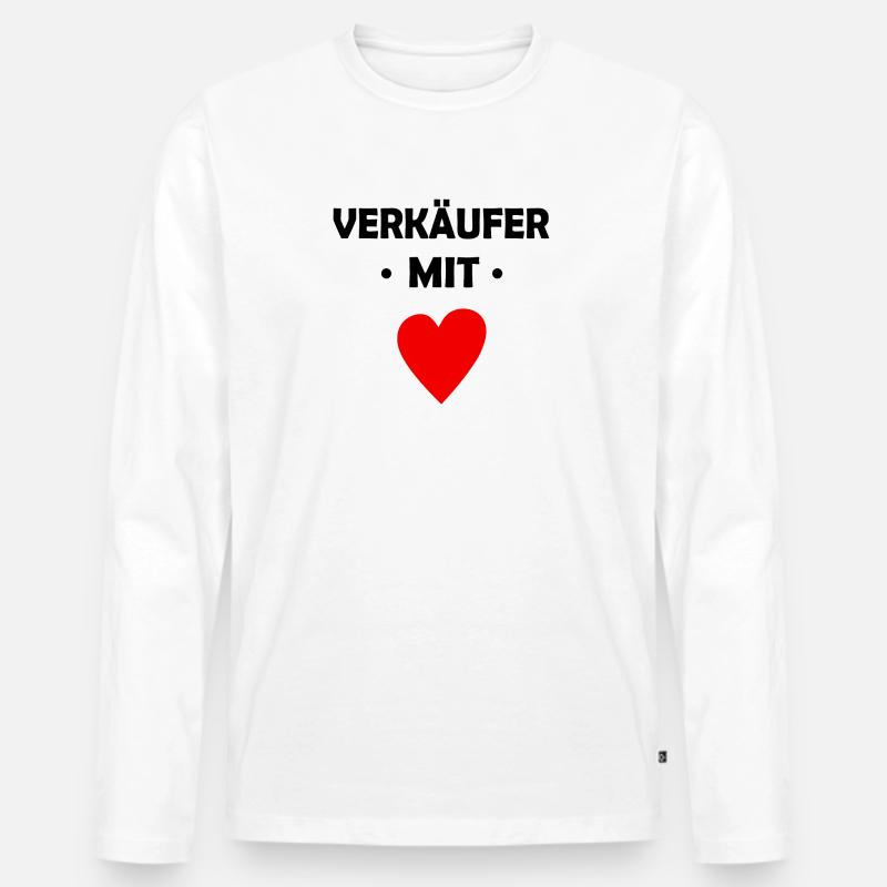 Verkäufer mit Herz - Männer Premium Bio Langarmshirt - Weiß