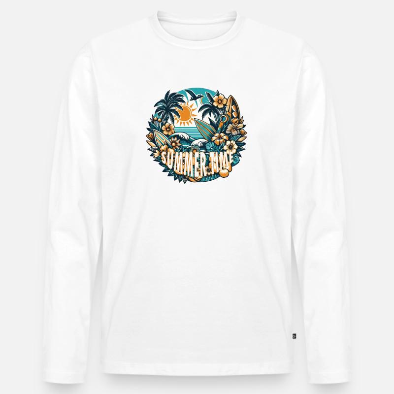 Summer Time - Männer Premium Bio Langarmshirt - Weiß