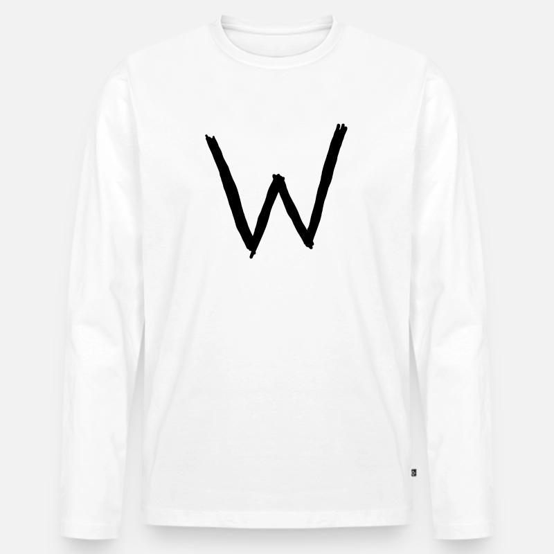Buchstaben W - Männer Premium Bio Langarmshirt - Weiß