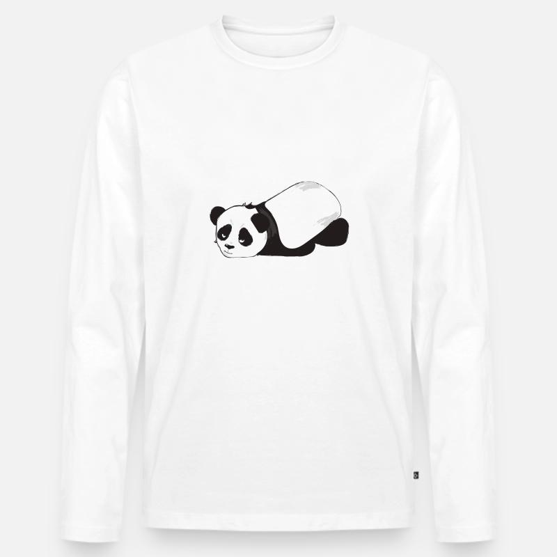 Kein morgendliches Mensch-Grumpy Panda - Männer Premium Bio Langarmshirt - Weiß