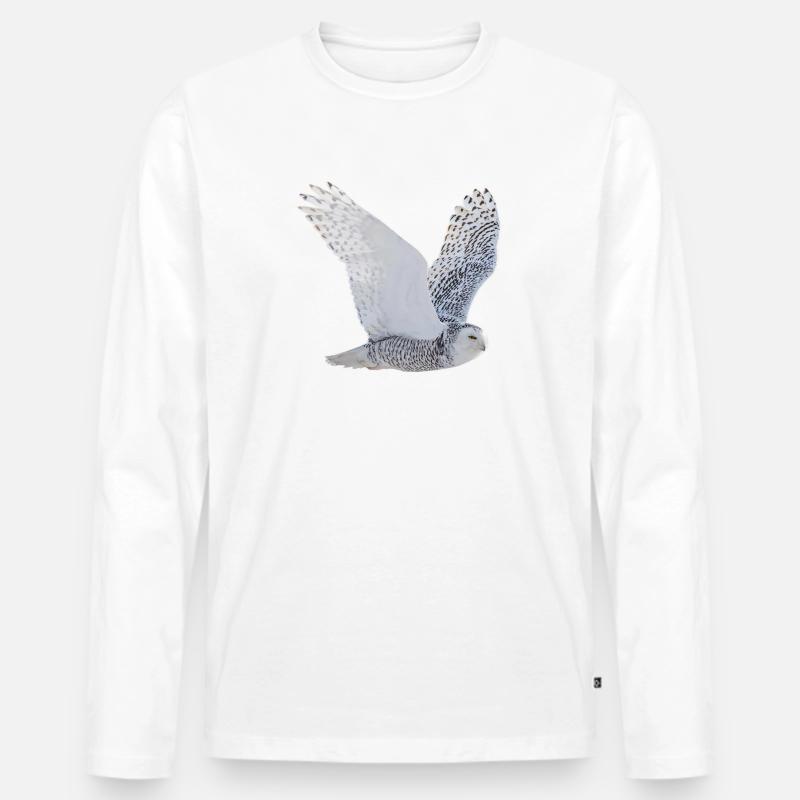 Weisse Eule - Männer Premium Bio Langarmshirt - Weiß