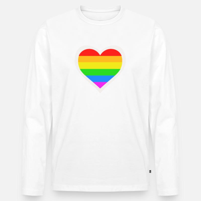 LGBT Queer Regenbogen Herz - Männer Premium Bio Langarmshirt - Weiß
