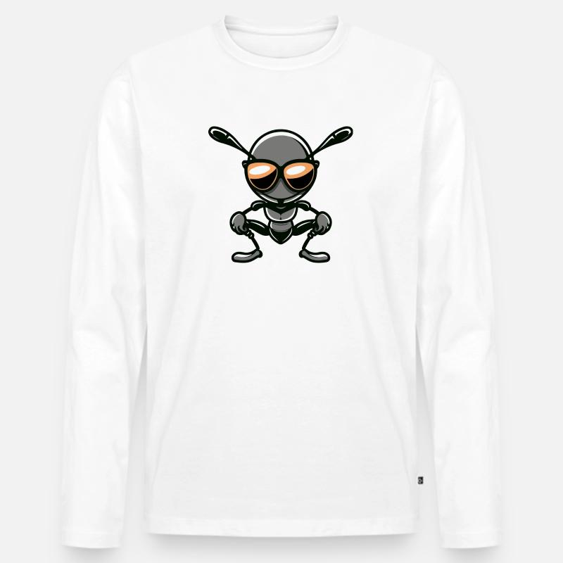 Ameise Comic Cool - Männer Premium Bio Langarmshirt - Weiß