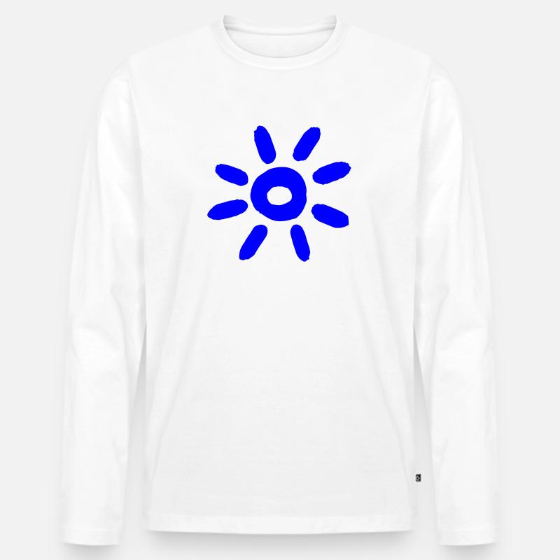 Blaue Sonne - Männer Premium Bio Langarmshirt - Weiß