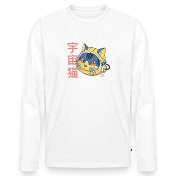 Astro Cat - T-shirt manches longues Premium bio Homme - blanc - Devant - Nico (187cm)