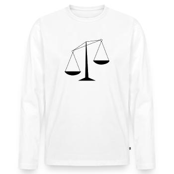 waage - Männer Premium Bio Langarmshirt - Weiß - Vorne - Nico (187cm)