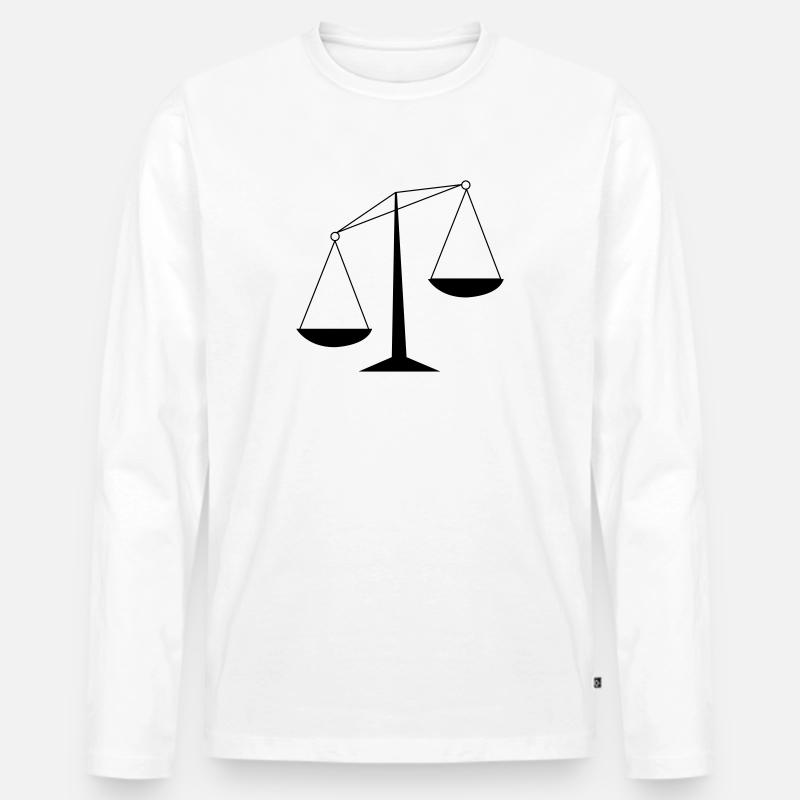 waage - Männer Premium Bio Langarmshirt - Weiß