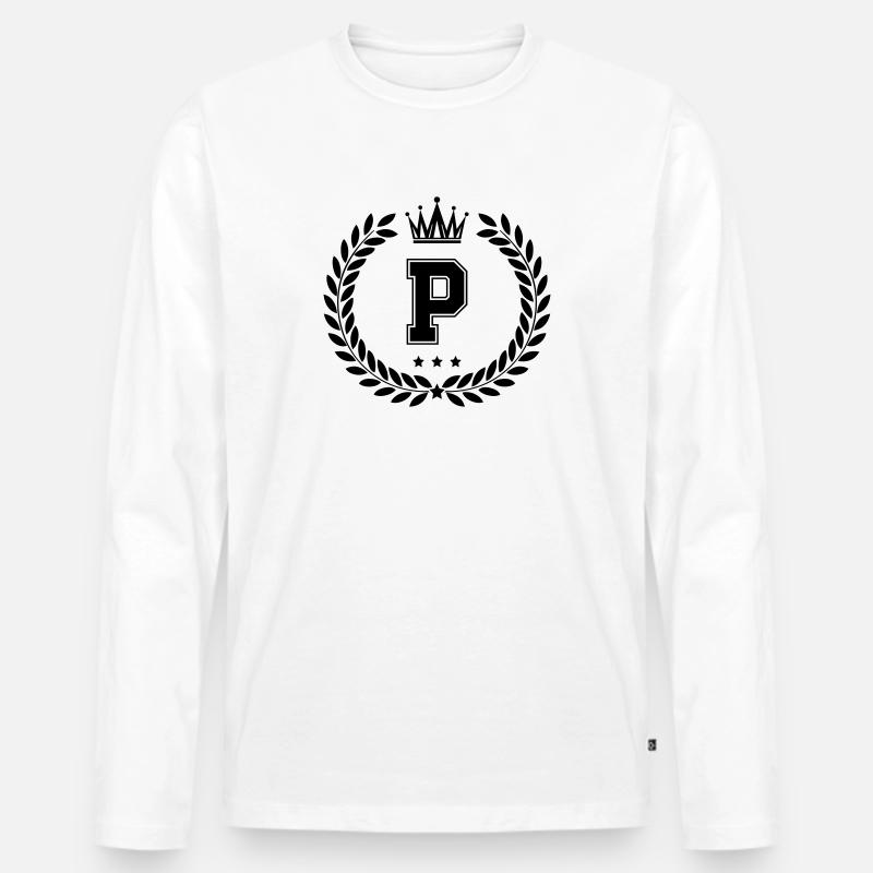 wappen P - Männer Premium Bio Langarmshirt - Weiß
