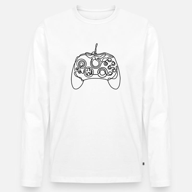 Gamer Zocker Controller Geschenk - Männer Premium Bio Langarmshirt - Weiß